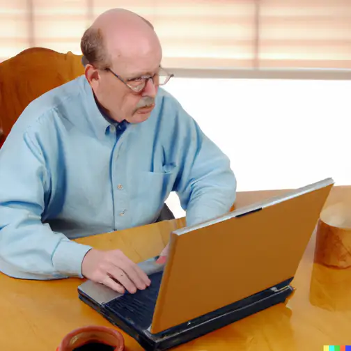 Old man checking email